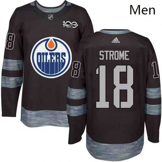 Mens Adidas Edmonton Oilers 18 Ryan Strome Authentic Black 1917 2017 100th Anniversary NHL Jersey